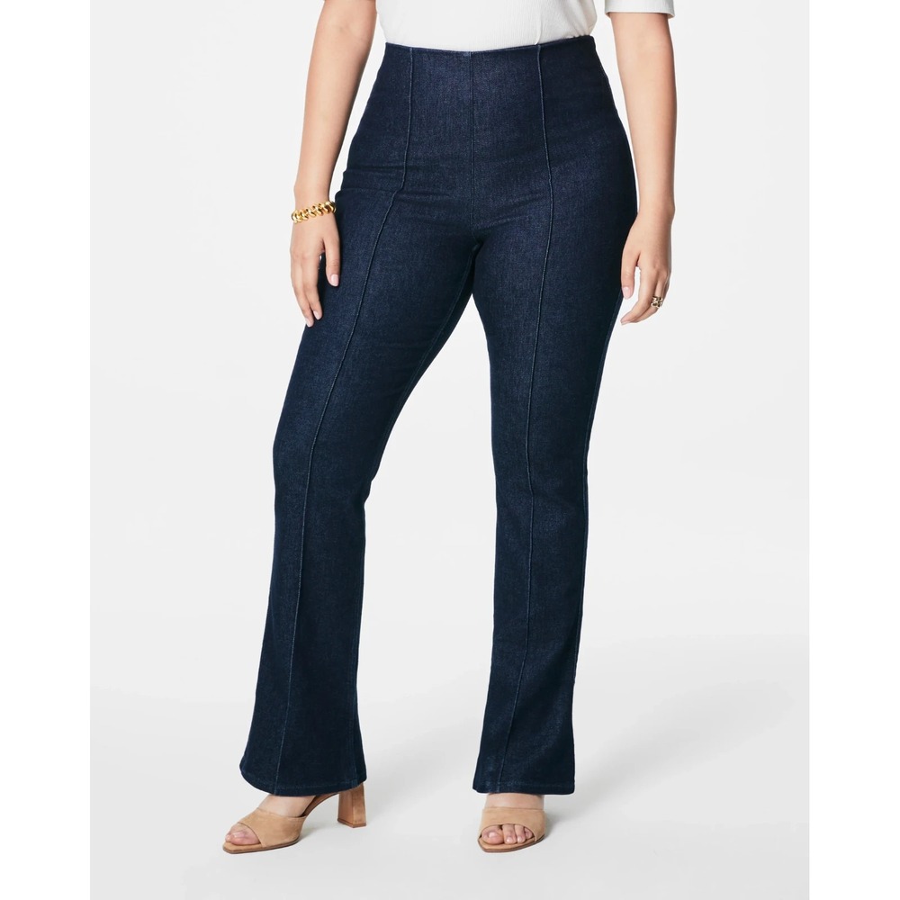 Spanx Flare Jeans Women's Small S Raw Indigo Zero Waistband Micro Waist Shaping
